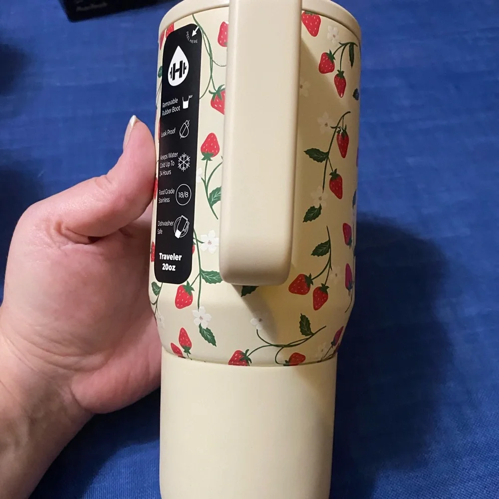 HydroJug Cream Strawberry 20oz Traveler Tumbler - Picture 2 of 5